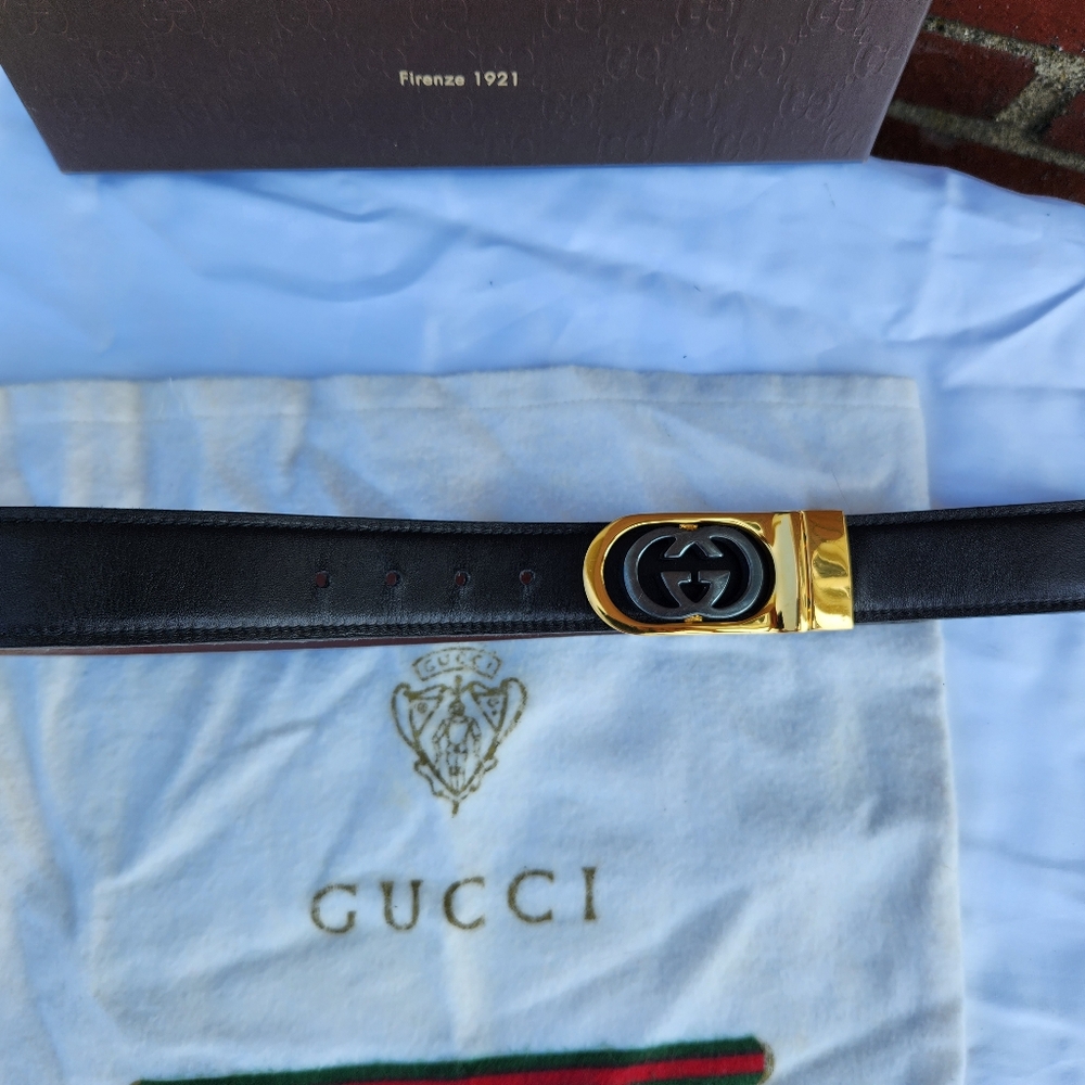 Gucci Black and Gold Belt